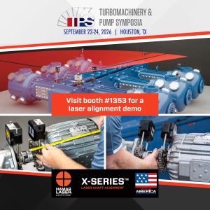 Promo graphic for Hamar Laser exhibit at the Turbomachinery and Pump Symposium 2026. Visit X-Series at booth 1353